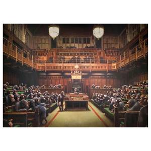 Canvas Banksy Devolved Parliament Poliestere PVC / Legno di abete rosso - Marrone