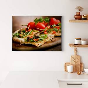 Impression sur toile Pizza Italiana Polyester PVC / Épicéa - Marron / Beige