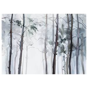 Impression sur toile Watercolor Forest Polyester PVC / Épicéa - Blanc / Noir