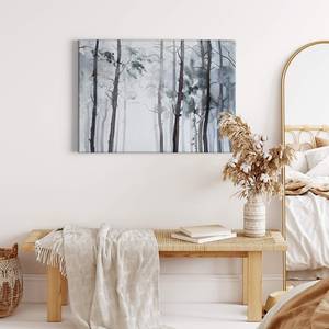 Impression sur toile Watercolor Forest Polyester PVC / Épicéa - Blanc / Noir