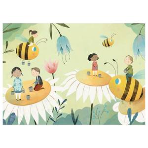 Impression sur toile Honey Bees Polyester PVC / Épicéa - Jaune / Noir