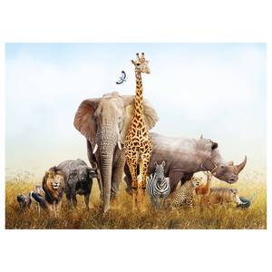 Afbeelding African Animals polyester PVC/sparrenhout - blauw  /groen