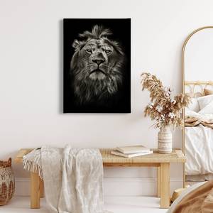 Impression sur toile Lion Polyester PVC / Épicéa - Noir / Gris