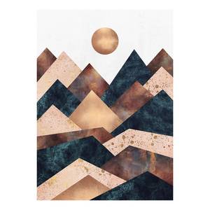 Canvas con montagne Autumn Day Poliestere PVC / Legno di abete rosso - Blu  / Marrone