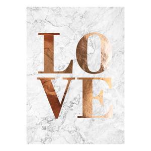 Leinwandbild Love Gold Polyester PVC / Fichtenholz - Weiß / Gold