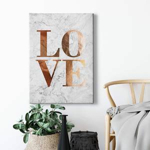 Leinwandbild Love Gold Polyester PVC / Fichtenholz - Weiß / Gold