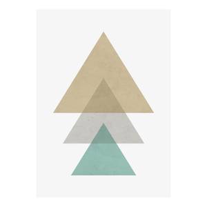 Canvas Triangles and Aqua Poliestere PVC / Legno di abete rosso - Blu  / Oro