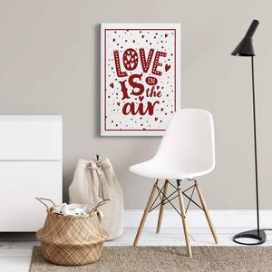 Afbeelding Love Is In The Air polyester PVC/sparrenhout - wit/rood