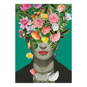 Afbeelding Frida Floral polyester PVC/sparrenhout - groen/zwart
