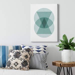 Canvas Circles and Triangle Poliestere PVC / Legno di abete rosso - Blu / Bianco