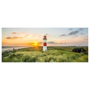 Leinwandbild Leuchtturm Lighthouse Sylt Polyester PVC / Fichtenholz - Grün / Rot