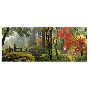 Afbeelding Japanese Garden polyester PVC/sparrenhout - groen/bruin