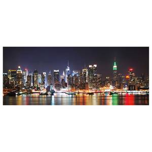 Leinwandbild New York Skyline Polyester PVC / Fichtenholz - Blau  / Braun