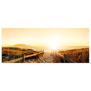 Leinwandbild Natur Sunset Beach Polyester PVC / Fichtenholz - Orange / Braun