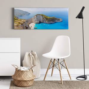 Canvas con spiaggia e mare Zakynthos Poliestere PVC / Legno di abete rosso - Blu  / Grigio