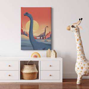 Leinwandbild Dinosaurier Brachiosaurus Polyester PVC / Fichtenholz - Rot / Orange