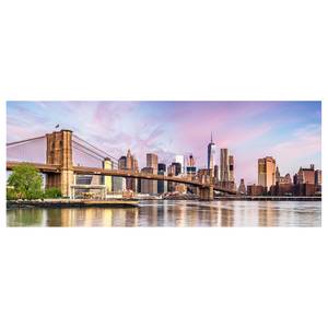 Leinwandbild Skyline Manhattan Polyester PVC / Fichtenholz - Blau  / Braun