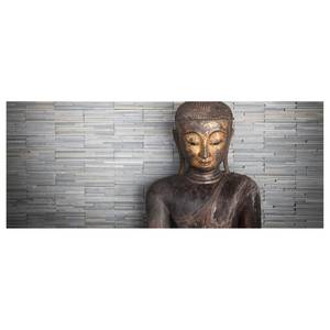 Leinwandbild Buddha Polyester PVC / Fichtenholz - Braun / Grau