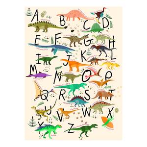 Wandbild Dinosaur Alphabet Polyester PVC / Fichtenholz - Grün / Orange