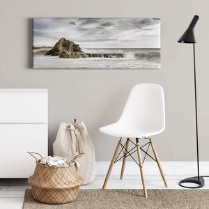 Impression sur toile Rock In The Surf Polyester PVC / Épicéa - Bleu  / Gris