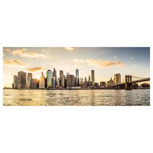 Leinwandbild Sundown Manhattan Polyester PVC / Fichtenholz - Blau  / Braun