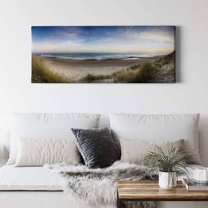 Leinwandbild Natur Beach Panorama Polyester PVC / Fichtenholz - Braun / Blau