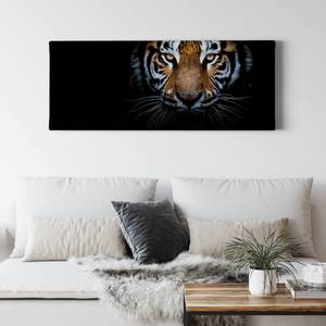 Leinwandbild Eyes Of A Tiger Polyester PVC / Fichtenholz - Braun / Weiß