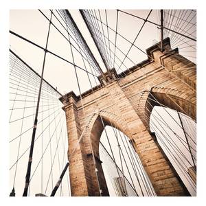 Impression sur toile Brooklyn Bridge Polyester PVC / Épicéa - Beige / Blanc