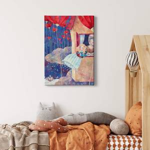 Leinwandbild Mother Hulda Polyester PVC / Fichtenholz - Blau / Rot