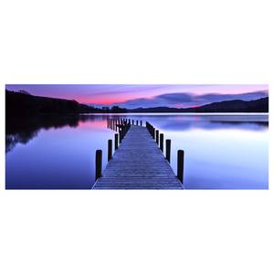 Canvas con lago Lake Panorama Poliestere PVC / Legno di abete rosso - Blu / Lilla