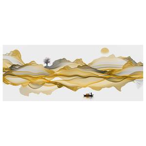 Afbeelding Landscape Gold polyester PVC/sparrenhout - goudkleurig/wit