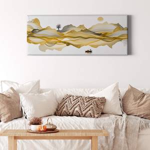 Wandbild Landscape Gold Polyester PVC / Fichtenholz - Gold / Weiß