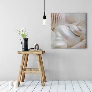Impression sur toile Pearls Polyester PVC / Épicéa - Beige / Blanc