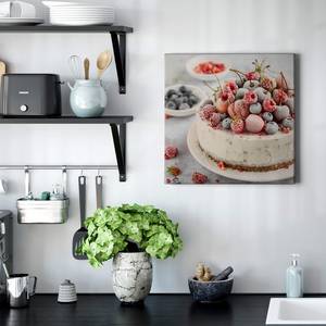 Wandbild Pie With Berries Polyester PVC / Fichtenholz - Beige / Rosa