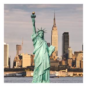 Leinwandbild Statue Of Liberty Polyester PVC / Fichtenholz - Blau  / Braun