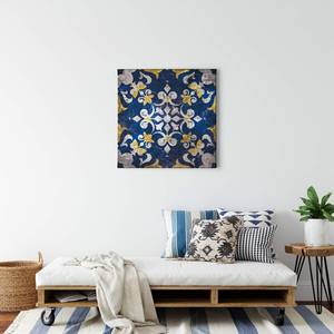 Leinwandbild Azulejo Polyester PVC / Fichtenholz - Blau / Grau