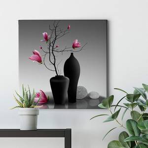 Leinwandbild Magnolia Branch Floral Polyester PVC / Fichtenholz - Pink / 0