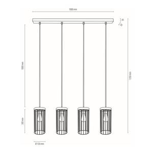 Hanglamp Timeo VIII staal/massief eikenhout - 4 lichtbronnen