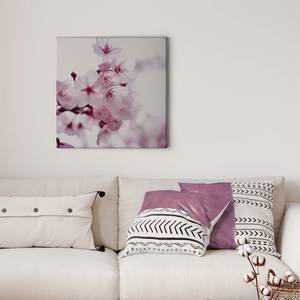 Impression sur toile Cherry Blossom Polyester PVC / Épicéa - Rose / Blanc