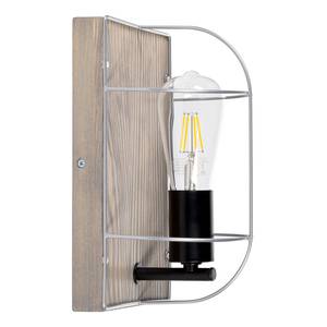 Wandlamp Netuno III staal/massief grenenhout - 1 lichtbron