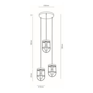Hanglamp Netuno VII staal/massief grenenhout - 3 lichtbronnen