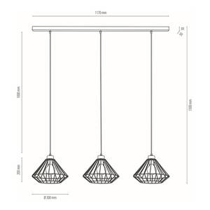 Plafondlamp Raquelle II staal - 3 lichtbronnen