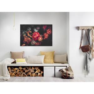 Leinwandbild Romantic Flower Polyester PVC / Fichtenholz - Rot / Schwarz