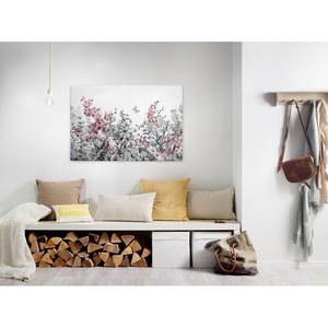 Impression sur toile Flower Painting Polyester PVC / Épicéa - Gris / Blanc