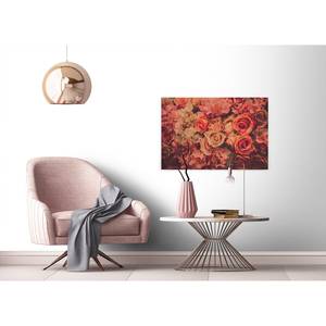 Leinwandbild Flower Wall Polyester PVC / Fichtenholz - Rot / Orange