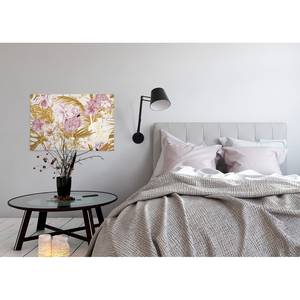 Leinwandbild Flamingos Floral Polyester PVC / Fichtenholz - Beige / Rosa