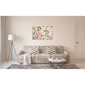 Leinwandbild Blumen Paradise Polyester PVC / Fichtenholz - Beige / Rosa
