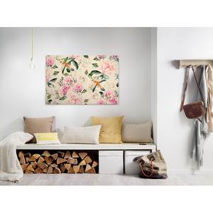 Leinwandbild Blumen Paradise Polyester PVC / Fichtenholz - Beige / Rosa