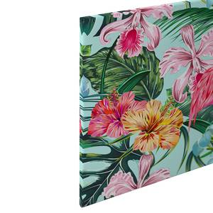 Afbeelding Flamingos Floral polyester PVC/sparrenhout - Rouge/blauw