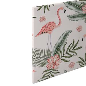 Leinwandbild Flamingos Tropical Vibes Polyester PVC / Fichtenholz - Pink / Grün